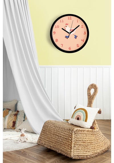 Paten Kayan Sevimli Tavuk Çocuk Odası Duvar Saati - 30cm - Önü Camlı Siyah Kasa - Sessiz Mekanizma-jh1013 Siyah