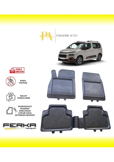 Citroen Berlingo 3 2019 Ve Üstü Uyarlanabilir Universal Havuzlu Paspas