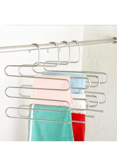 5 Katlı Metal Pantolon Ve Eşarp Askısı - 3 Adet 4 Renk