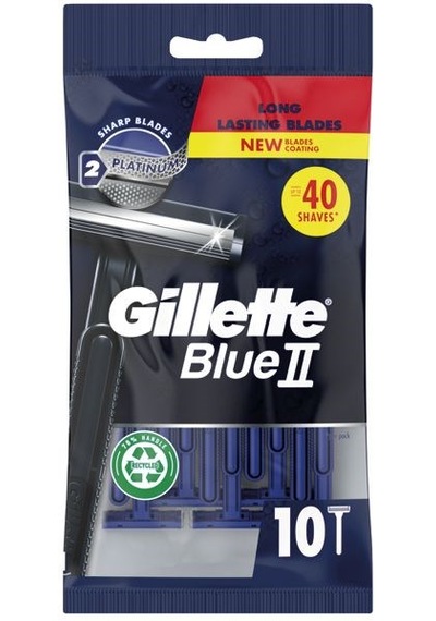 Gillette Blue Iı Erkek Kullan At Tıraş Bıçağı 10'lu, 2 Platinum Bıçaklı