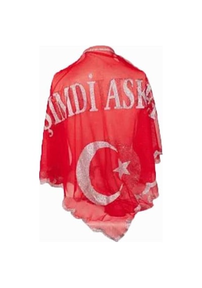 Single Sword "o Şimdi Asker" Yazılı Kırmızı Asker Şalı Çok Renkli