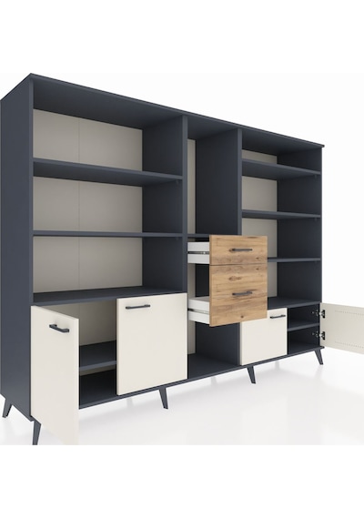 Hyperion Dolap 10 Raflı 2 Çekmeceli 4 Kapaklı 220x44x163 Antrasit Antrasit-aytaşı/çam Hyperion Dolap 10 Raflı 2 Çekmeceli 4 Kapaklı 220x44x163 Antrasit Antrasit-aytaşı/çam
