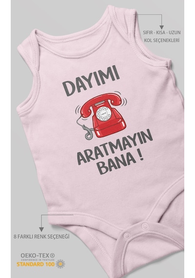 Morivokids Dayımı Aratmayın Bana Sıfır Kollu Bebek Zıbını %100 Pamuk Bebe Pembe