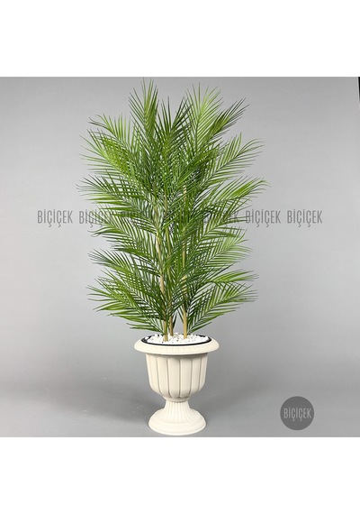 Biçiçek Yapay Areka Palmi̇yesi̇ 130 Cm 33 Yaprak Krem Nergi̇s Saksıda