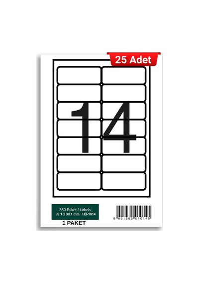 Herboy Hb-1014 99,1 X 38,1 Mm A4 Laser Etiket 25 Adet