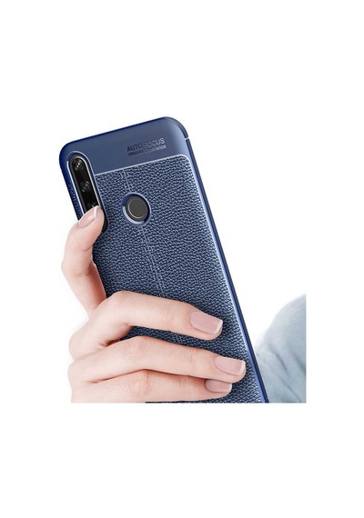 Huawei Y6p Kılıf Niss Deri Desenli Silikon Kılıf Lacivert