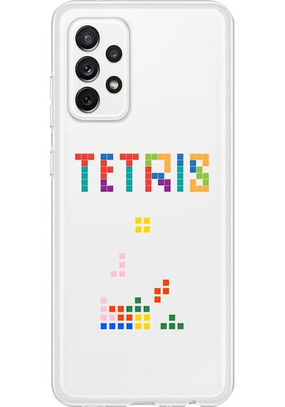 Samsung Galaxy A72 Uyumlu Şeffaf Kılıf 3 Tetris Tasarımlı