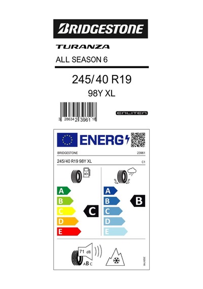 Bridgestone 245/40R19 98Y XL Turanza All Season 6 Dört Mevsim Lastiği 2025