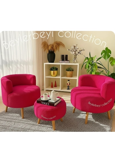 Köşe Takım, Koltuk Takımı, Fuşya Peluş Kumaş Çay Seti Ikili Koltuk Ve Puf Takımı Balkon, Ofis Fuşya Köşe Takım, Koltuk Takımı, Fuşya Peluş Kumaş Çay Seti Ikili Koltuk Ve Puf Takımı Balkon, Ofis Fuşya