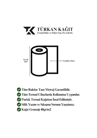 56x15 Pos Rulosu 1 Paket 10 Adet Termal Rulo - Yazarkasa Pos Rulosu - Pos Kağıdı