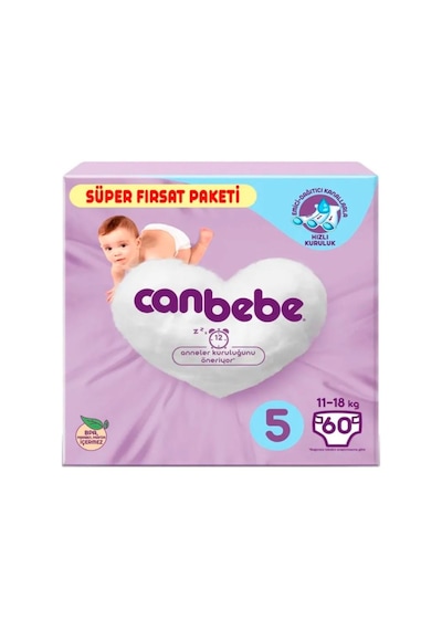 Canbebe Bebek Bezi 5 Numara Junior Süper Fırsat Paketi 60 Adet
