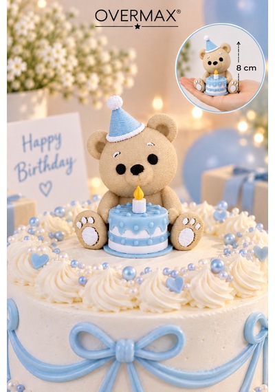 Sevimli Ayıcık Doğum Günü Pasta Süsü 8 Cm Dekoratif Cake Topper - 922819508