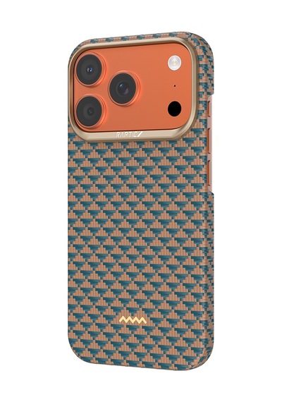 Apple Uyumlu iPhone 17 Pro  Kılıf M-safe Şarj Özellikli Raptic Aramid Skin Origin Serisi Kapak Gold-mavi Mavi - Gold