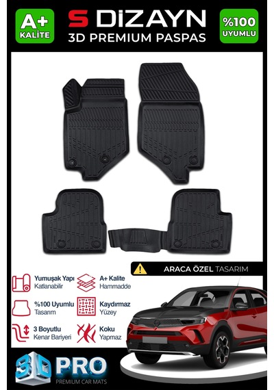 S-dizayn Opel Mokka 2 3d Pro Havuzlu Paspas 2020 Üzeri A+ Kalite