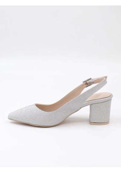 Nesilshoes Nesil Shoes Özma 7004-1 Gümüş Simli Kadın Sandalet