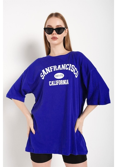 Medinenur San Francisco Baskılı Unisex Tshirt Mavi