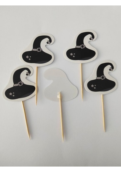 20 Adet Dekoratif Karton Cadı Şapkası Şeklinde Cadılar Bayramı Kürdanı 6,5 Cm - Halloween