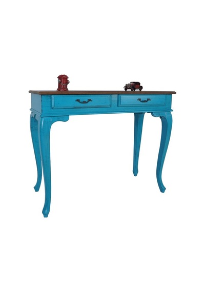 Masifart Ceviz Eskitme Tablalı Dresuar Mavi 100 Cm Eskitme Patina Ceviz