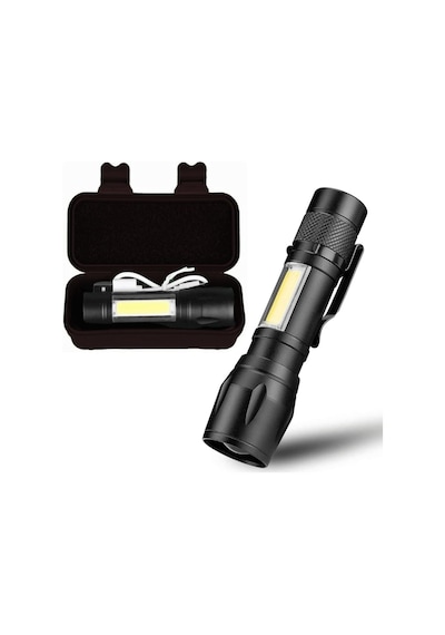 Usb Şarjlı Mini El Feneri Ultra Güçlü Led Fener, 3 Modlu Işık, Metal Kasa, Klipsli Taşınabili Diğer
