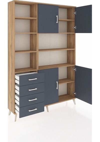 Arges Dolap 9 Raflı 4 Çekmeceli 4 Kapaklı 132x30x195 Çam-antrasit/antrasit Antrasıt/antrasıt Arges Dolap 9 Raflı 4 Çekmeceli 4 Kapaklı 132x30x195 Çam-antrasit/antrasit Antrasıt/antrasıt