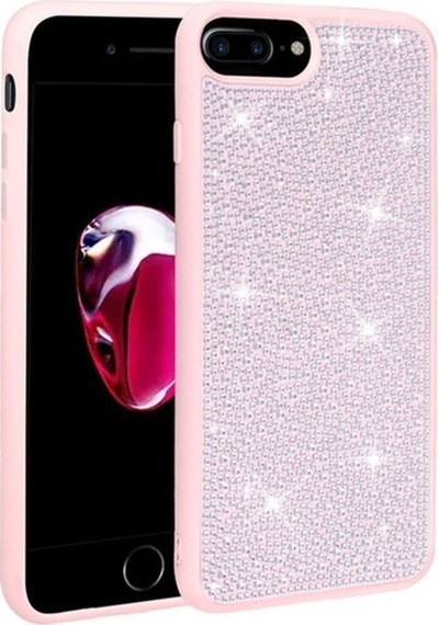 Apple Uyumlu  iPhone 7 Plus Kılıf Parlak Taşlı Tasarım Zore Ston Kapak Pembe