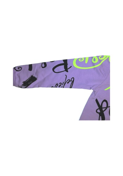 Love Positive Baskılı Fileli Kapüşonlu Kız Sweatshirt Mor Renk 9Y10Y11Y12Y Mor