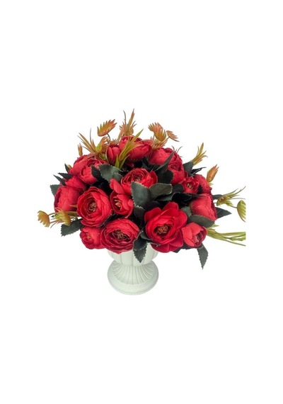 Yapay Çiçek Krem Antik Saksıda Kırmızı Erengül 23cm