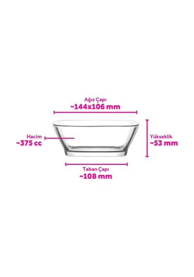 Lav Defne Cam Çorba Kasesi 2'li Küçük Boy 375 ml (Salata/Meze/Kahvaltı Kasesi )