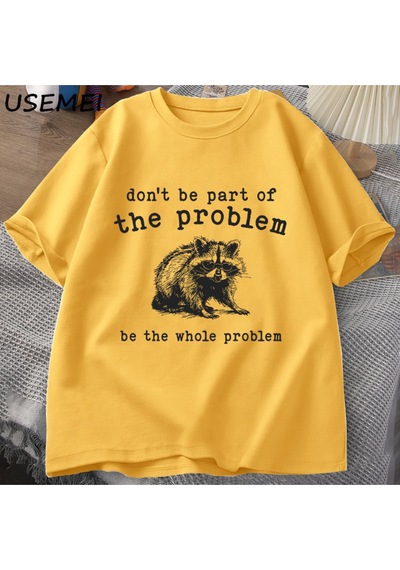 Flood Of Style Sorunu Parçası Olmayın T-shirt Erkekler Kadınlar İçin Komik Alaycı Ravintage Vintage Hayvan T Sarı