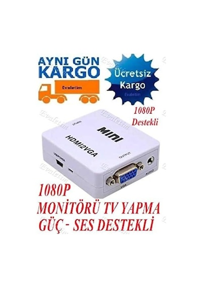 4314 Hdmı To Vga Çevirici Adaptör Monitör Tv Dönüştürücü