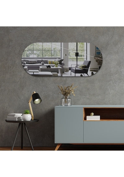 Ayna Füme Ayna Victory Tasarım Kanallı Oval Ayna 50cm X 120c Füme