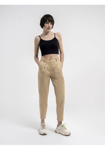 Slouchy Fit Kadın Pantolon Bej