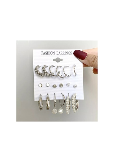 So-much Kadın Yeni Sezon Çoklu Küpe Seti Silver-9 İnci Gümüş - 255478412 İnci Gümüş - 255478412 İnci Gümüş