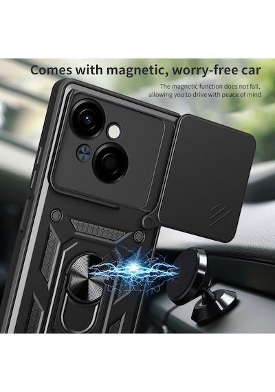 Apsuwa Tecno Spark Go 1 Kılıf Pars Yüzüklü Standlı Darbe Korumalı Siyah