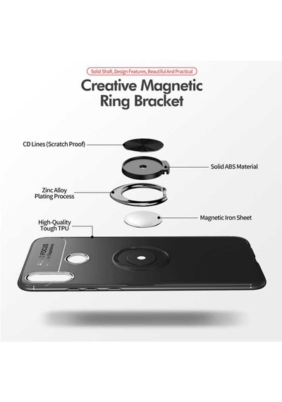 Huawei Honor 8C Kılıf Yüzüklü Magnetli Ravel Case