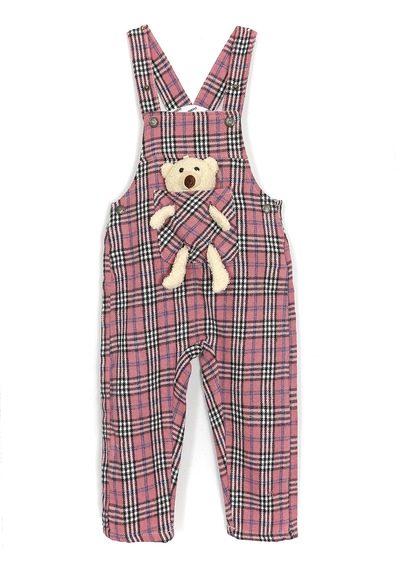 Dobakids Ayıcık Aksesuarlı Kız Bebek & Çocuk Kaşe Salopet Pembe 1988 Pembe