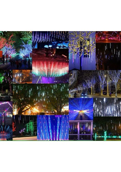 50cm Rgb Led 2mt. Meteor Yılbaşı Aydınlatması Yağmur Kar Efekti Tüp Su Geçirmez Parti Çıbık Işık Eklenebilir 6w 2m