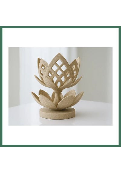 En-cag 3d Baskı Lotus Çiçeği Mumluk - Dekoratif Tealight Mumluk-bej Bss