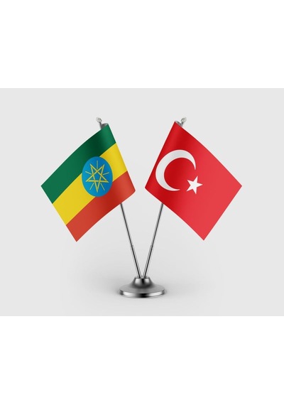 Etiyopya Ve Türkiye Bayrağı İkili Saten Masa Bayrağı Takımı Diğer