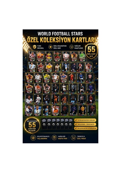 Cantex Tech Futbolcu Oyun Karti 55 Adet Black Series Pocket Esnek Kırılmaz Parlak Kart