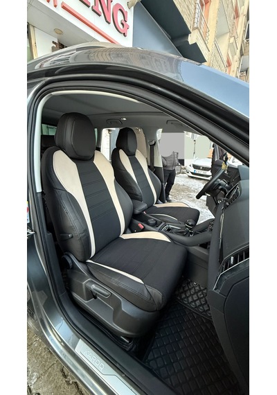 Skoda Karoq Uyumlu Araca Özel Deri Oto Koltuk Kılıfı 158537 Siyah