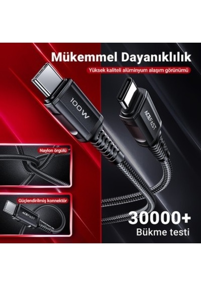 2 Metre Uzunluğunda Usb-c Kablo - 5a, 100w Güç Desteği