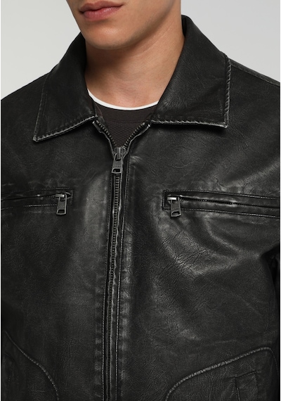 Colin's Colins Regular Fit Shirt Neck Fermuarlı Astarlı Erkek Siyah Mont Pu Cl1082109 Q1.v1 Blk