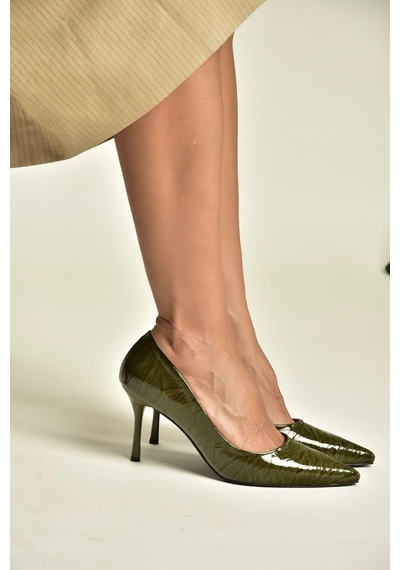 Fox Shoes Z676050008 Yeşil Rugan İnce Topuklu Kadın Stiletto Ayakkabı