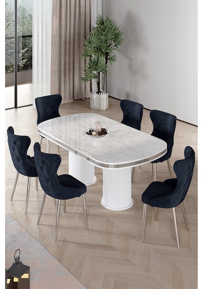 Canisa Galya Serisi Lak Panel 90x168 Sabit Beyaz Mermer Desen Mutfak Masa Takımı 6 Antrasit Sandalye Byz Mermer Desen Masa Ant Sandaly Canisa Galya Serisi Lak Panel 90x168 Sabit Beyaz Mermer Desen Mutfak Masa Takımı 6 Antrasit Sandalye Byz Mermer Desen Masa Ant Sandaly