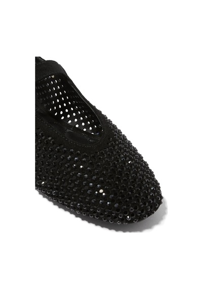Kurt Geiger Mayfair Süet Kristal Taşlı Lüks Tasarım Kadın Babet Siyah