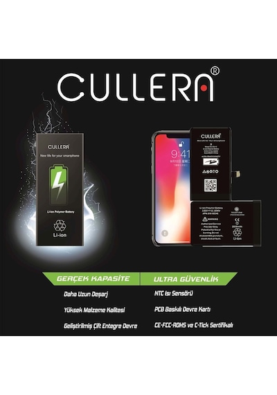 Cullera Apple Uyumlu iPhone X  Güçlendirilmiş Batarya Pil-3210 Mah