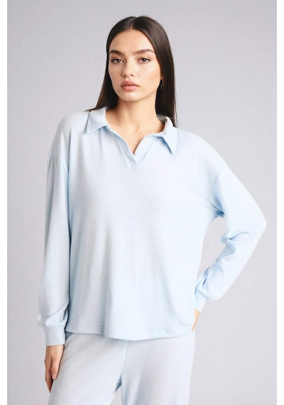 Defacto Pijama Takımı Uzun Kollu Üst Alt G1188ax26spbe772 Mavi-be772