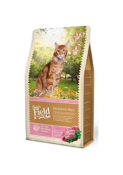 Sam's Field Delicious Wild Ördekli Seçici Kediler İçin Tahılsız Yetişkin Kedi Maması 2500 G