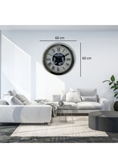 Roma Atlas Silver 60 Cm Çarklı Krom Duvar Saati